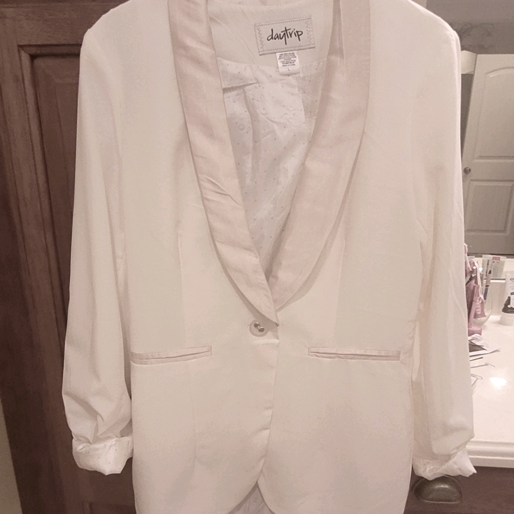 White dressy jeweled jacket. I've worn once.